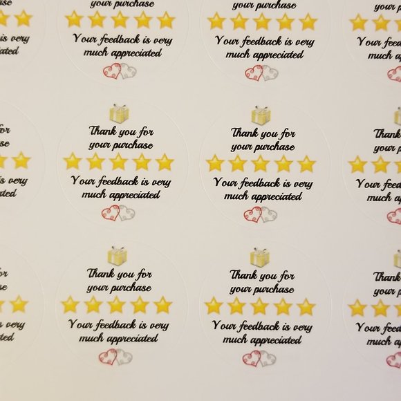 120 Labels 1.5" Round Gloss White Thx for Purchase - Picture 4 of 5